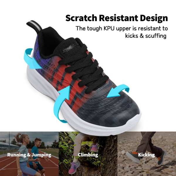 [Sparkle Glitter] Kids Lace-up Running Sneakers - BLACK ROYAL BLUE RED - 1